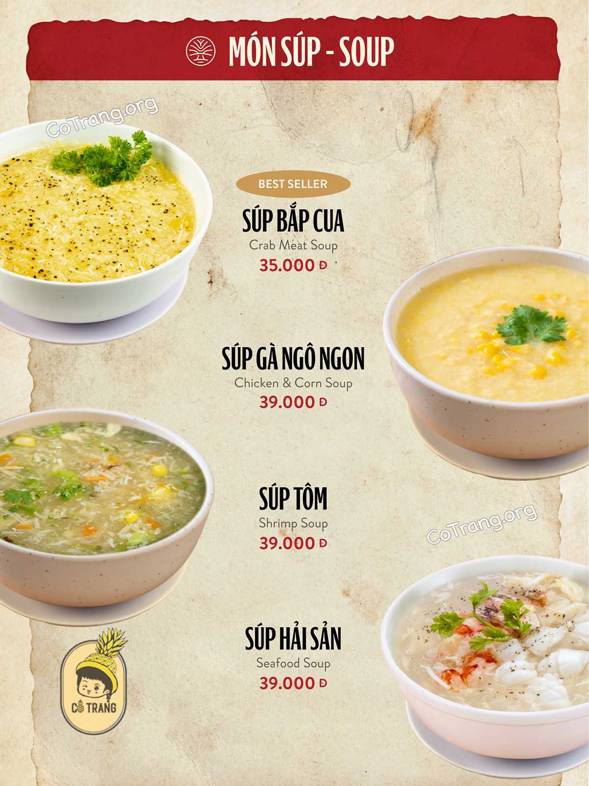Menu tại Nhà Hàng Cội Nguồn Đà Nẵng