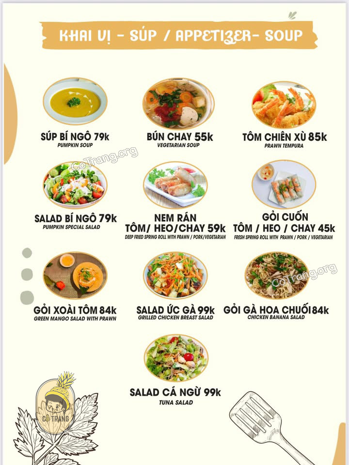 Menu tại Pumpkin Restaurant Huế