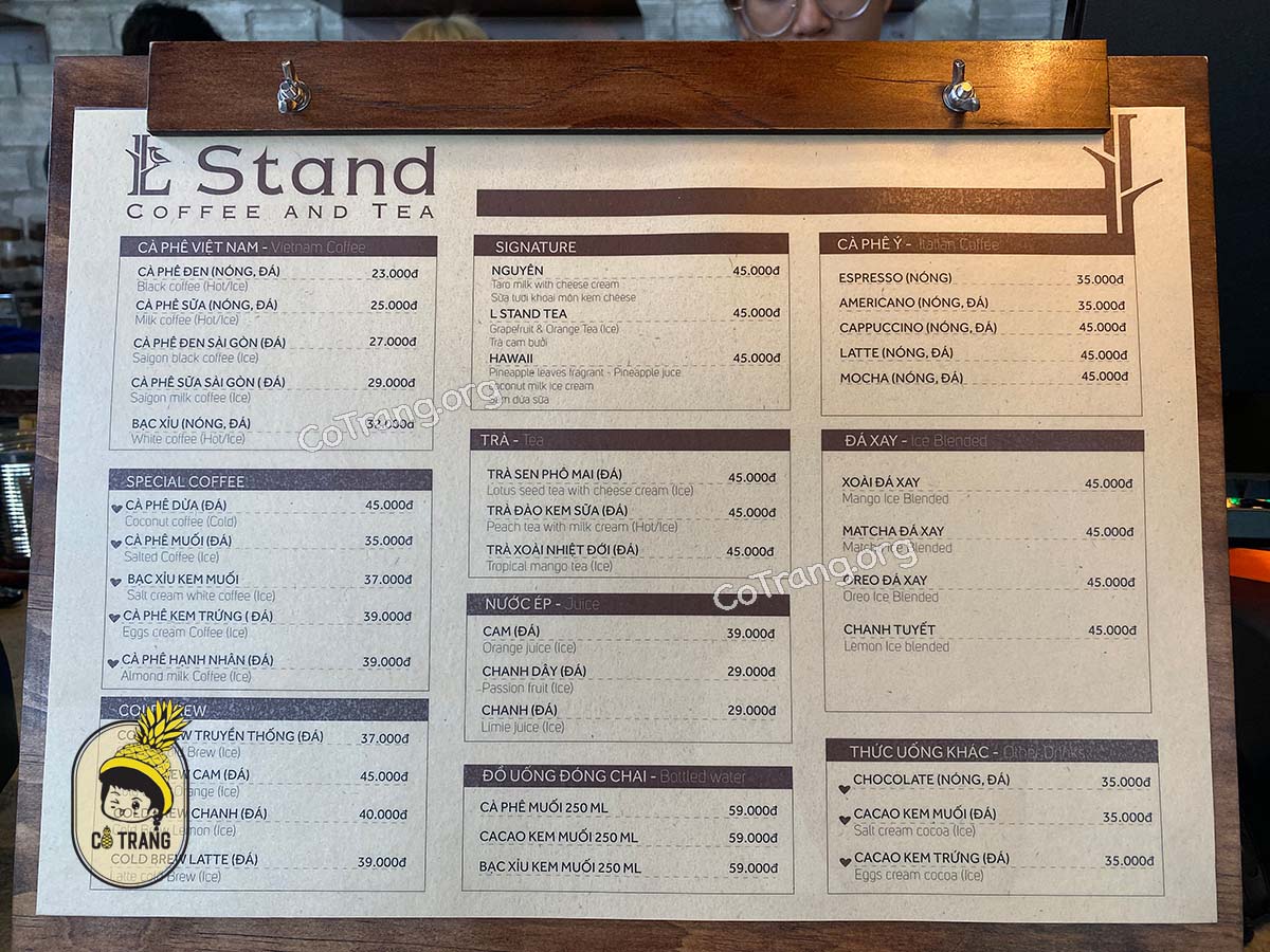 Hình ảnh menu L STAND Coffee and Tea