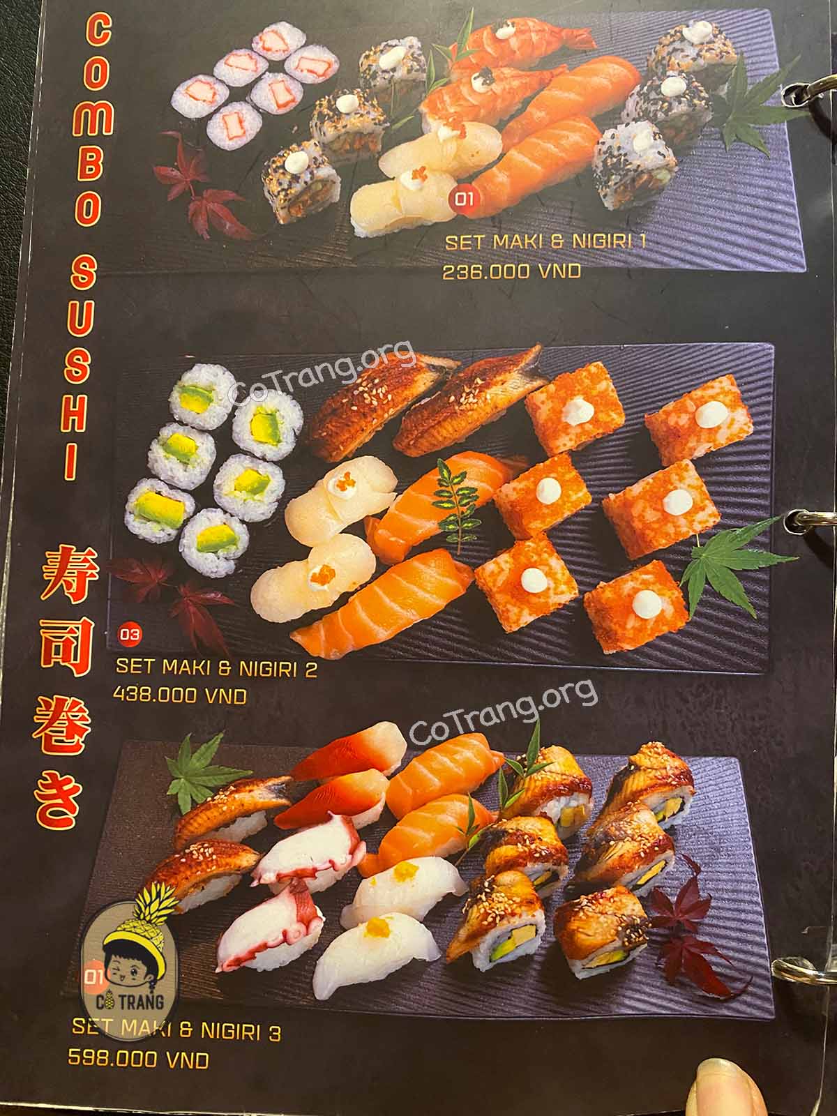 Menu món ăn tại Dasushi Đà Nẵng