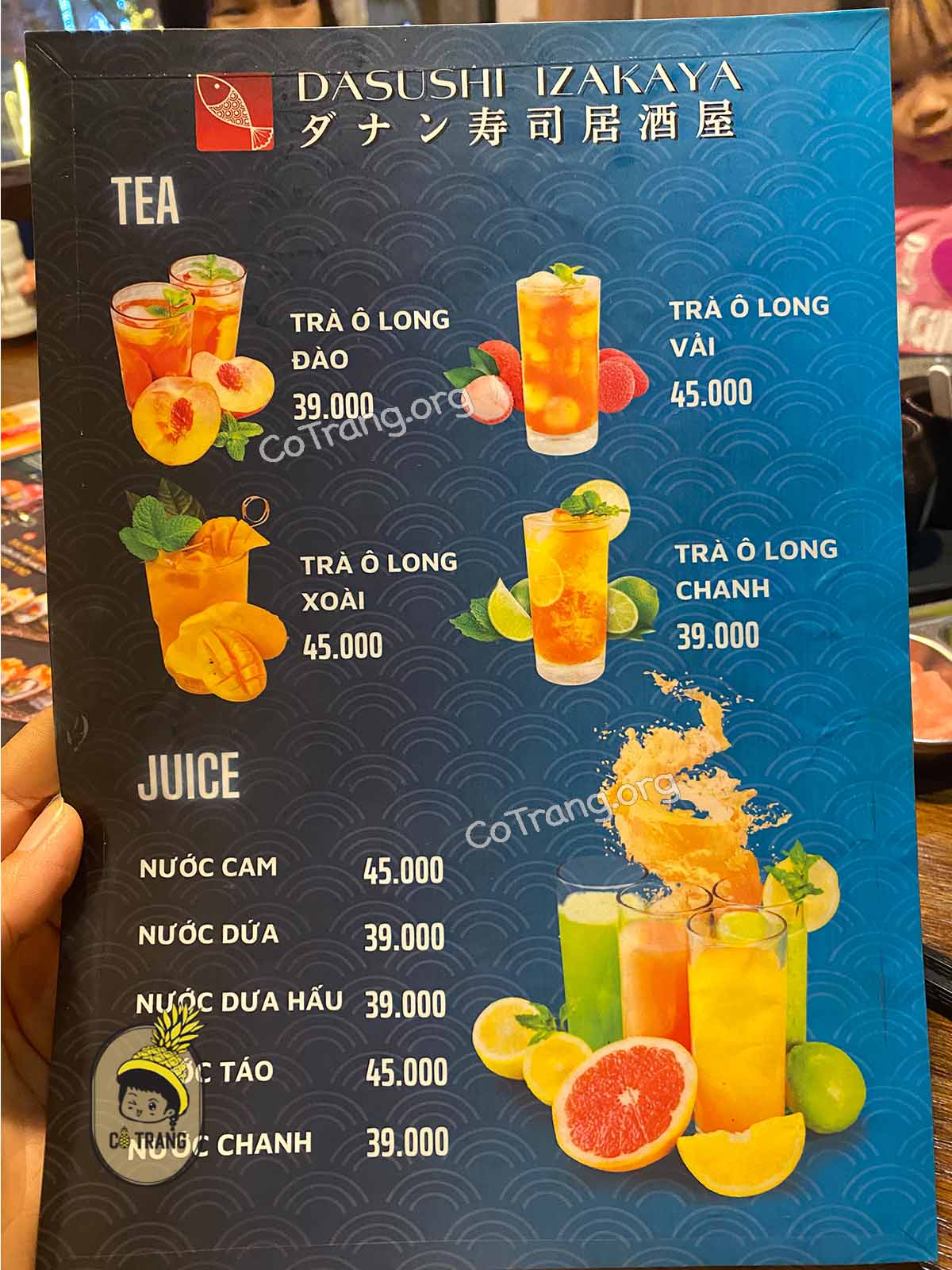 Menu món ăn tại Dasushi Đà Nẵng