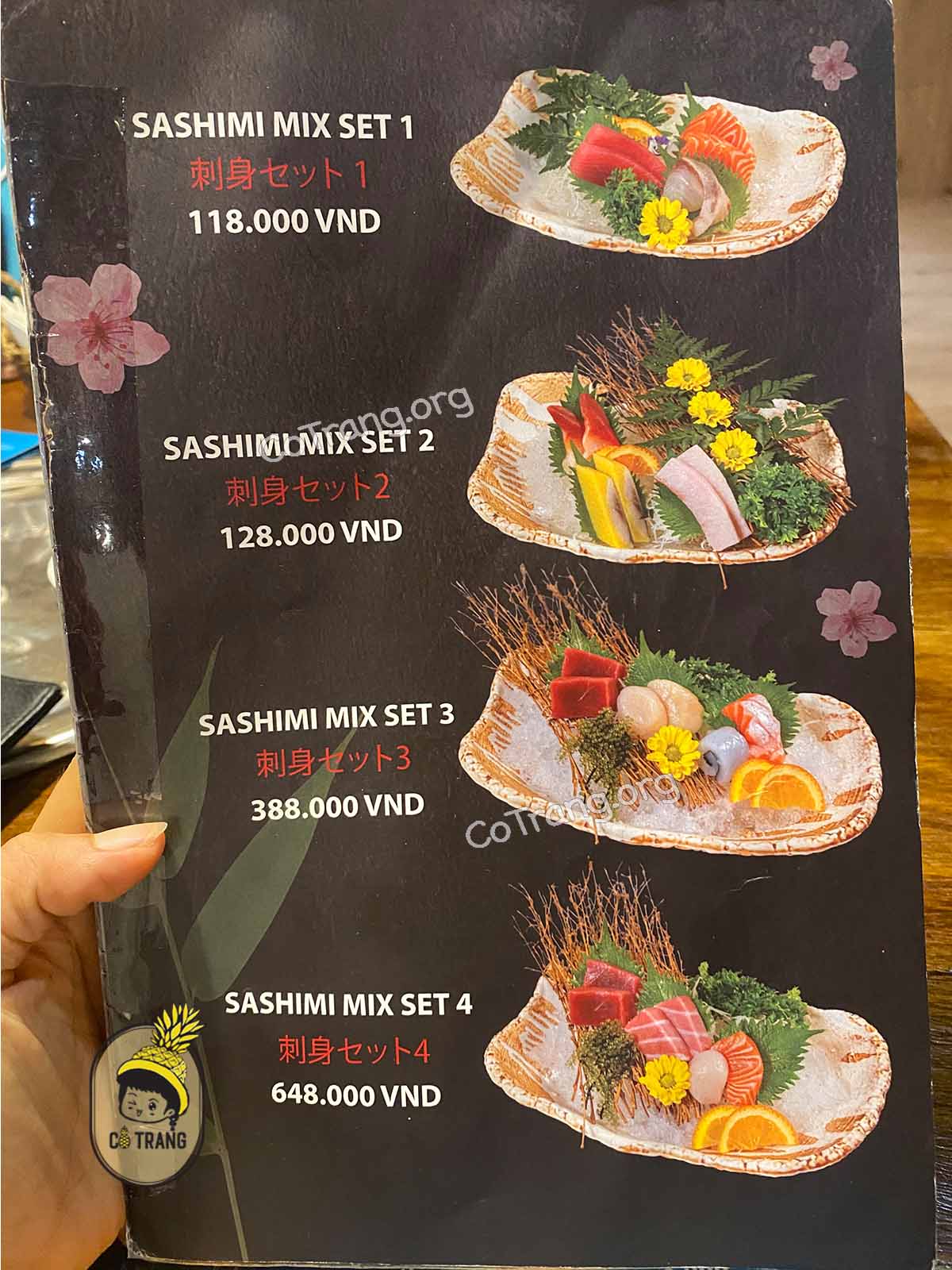 Menu món ăn tại Dasushi Đà Nẵng