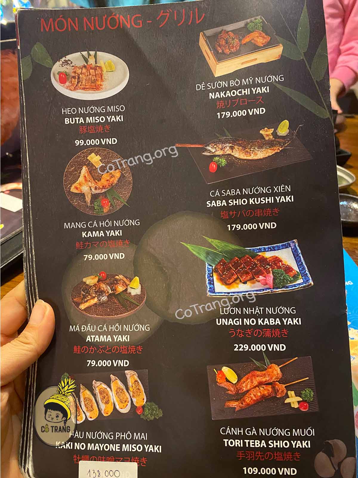 Menu món ăn tại Dasushi Đà Nẵng
