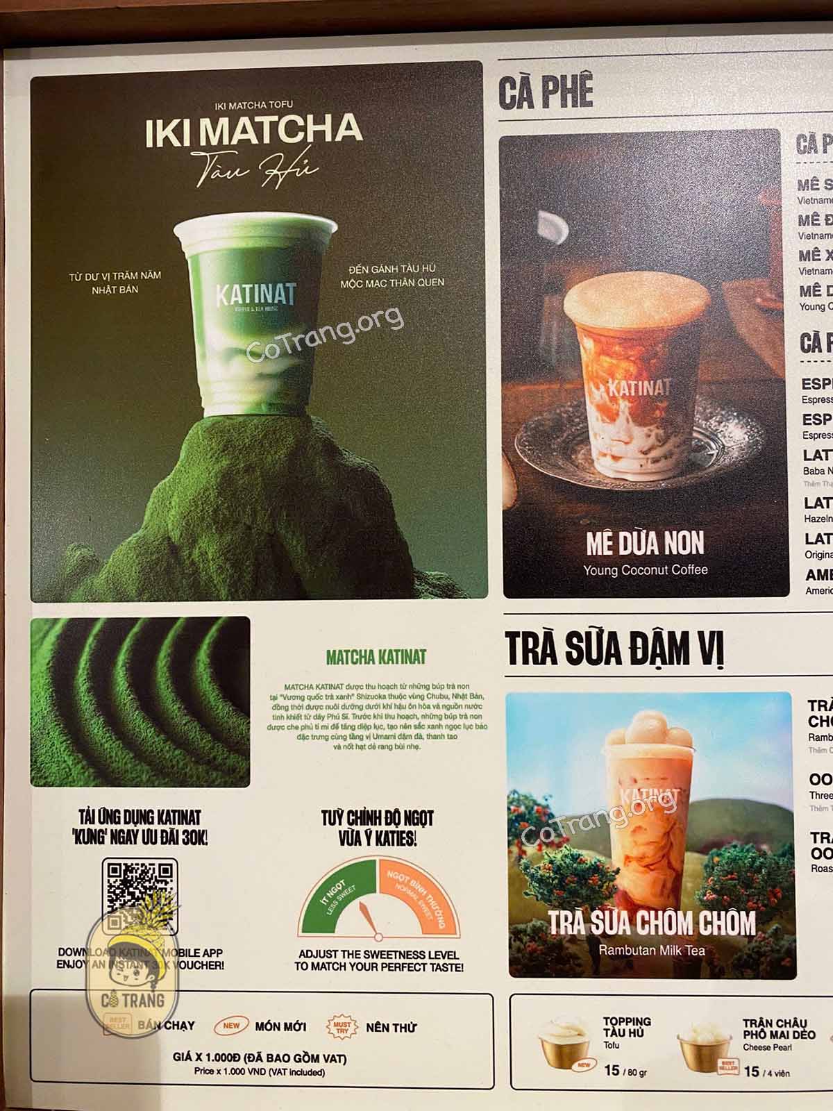 Menu tại Katinat Vinh, Nghệ An