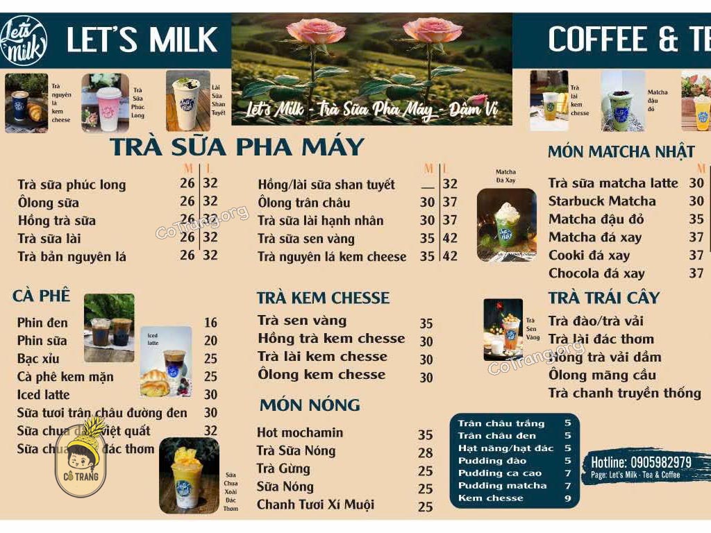 Menu tại Let's Milk Tea & Coffee Quảng Ngãi