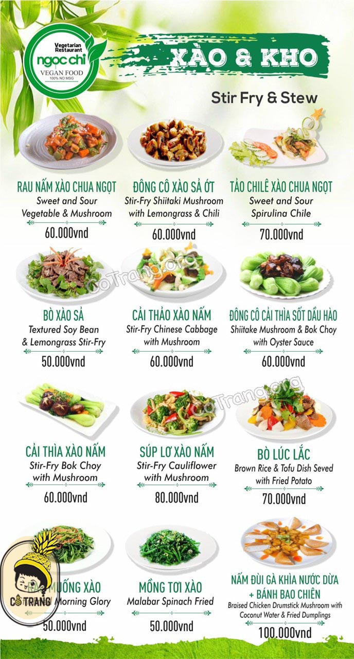 Menu tại Nhà Hàng Chay Ngọc Chi