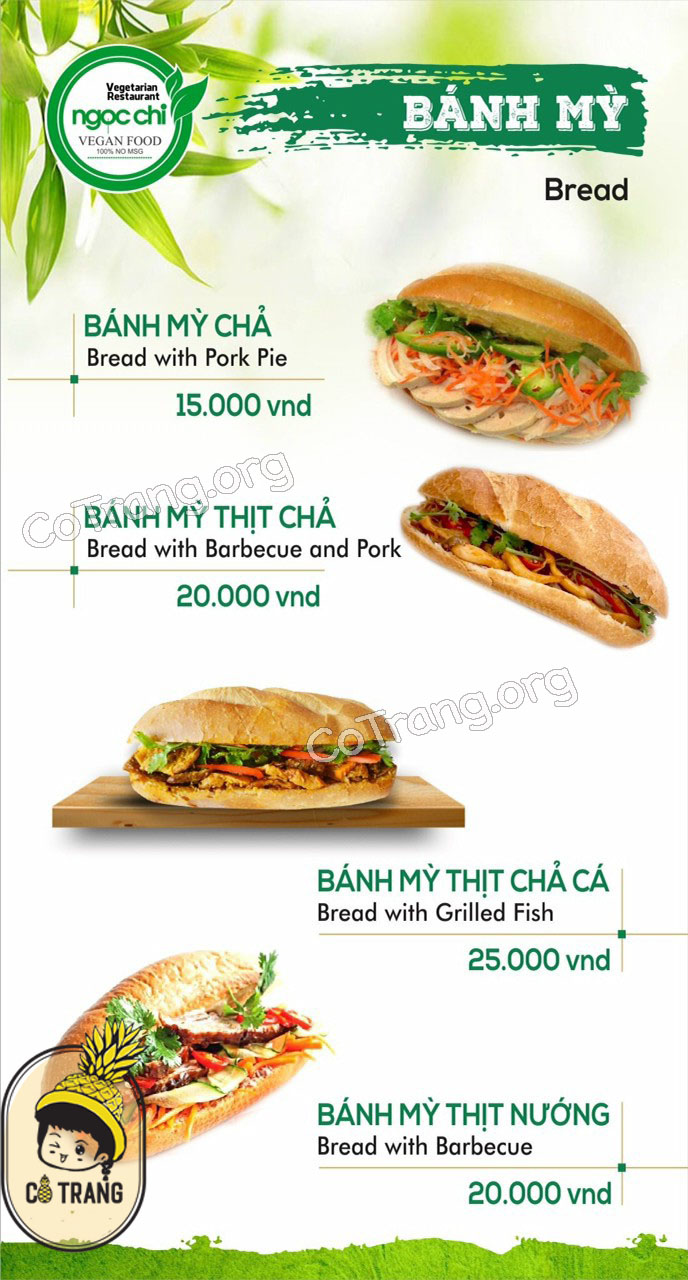 Menu tại Nhà Hàng Chay Ngọc Chi