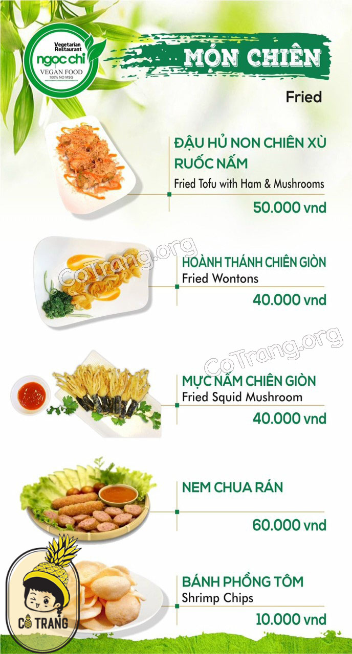Menu tại Nhà Hàng Chay Ngọc Chi