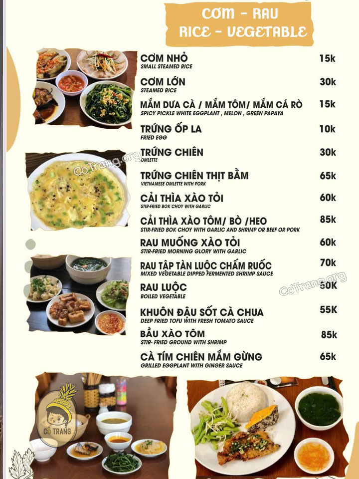Menu tại Pumpkin Restaurant Huế