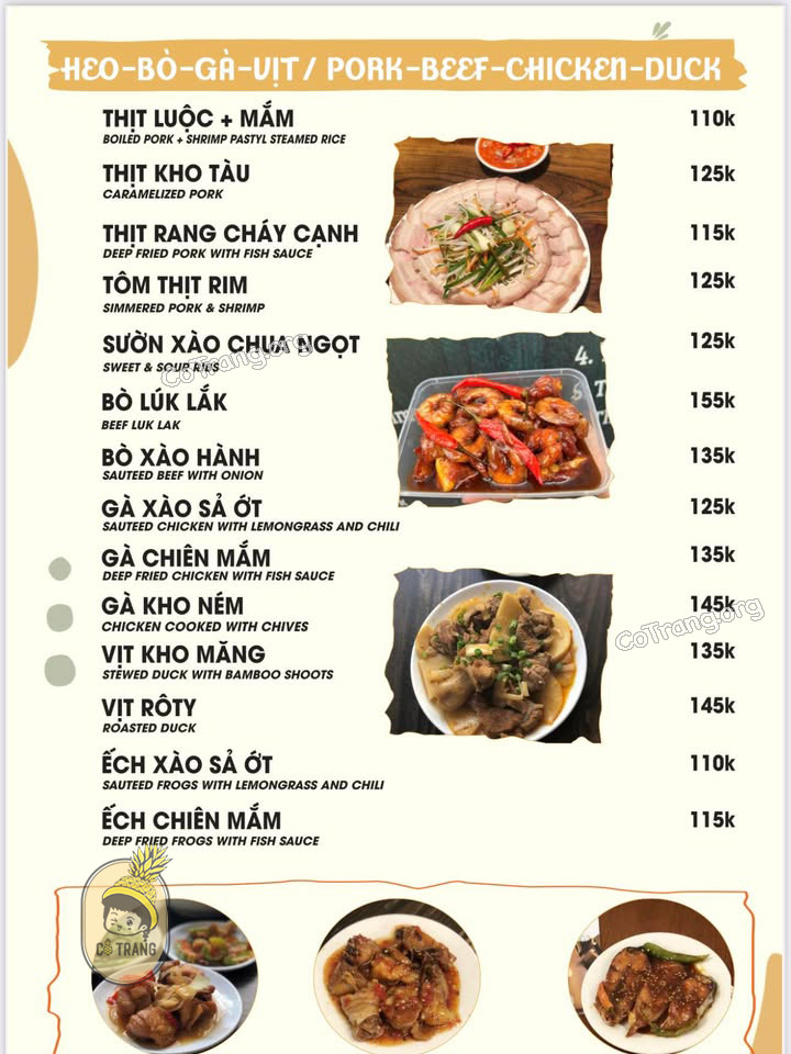 Menu tại Pumpkin Restaurant Huế