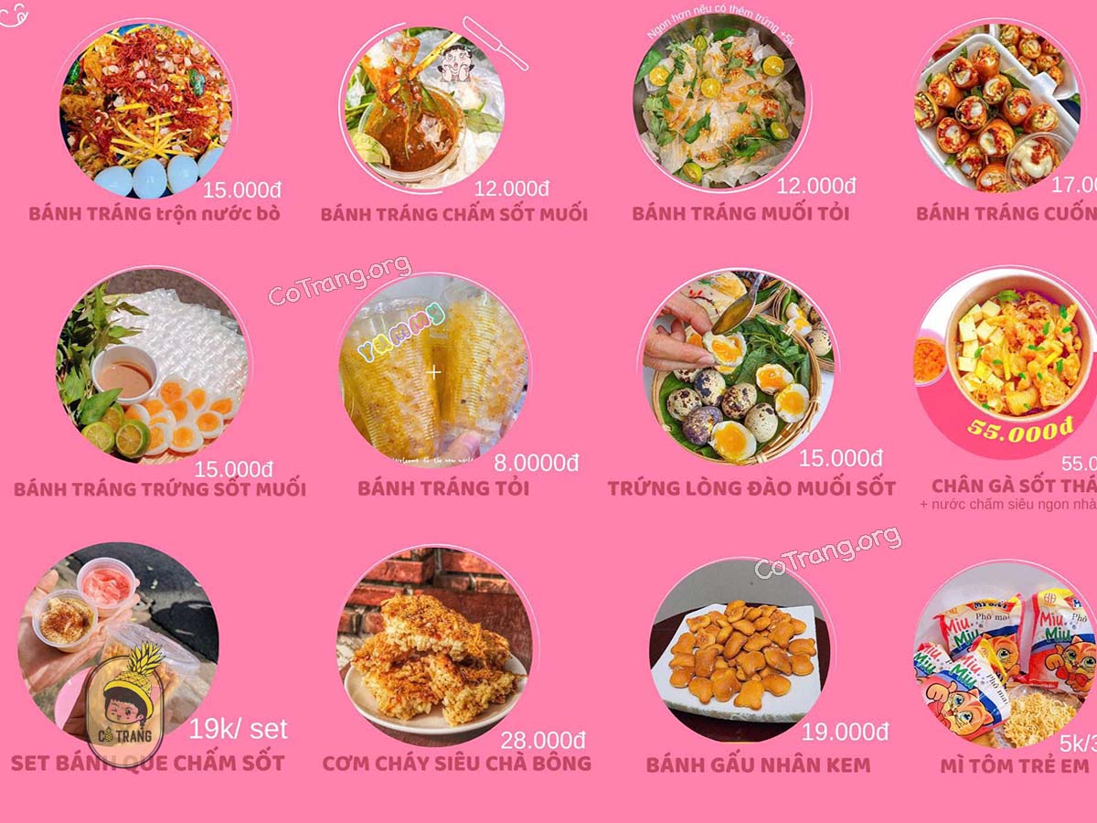 Menu tại Trà sữa Nọng Gia Lai