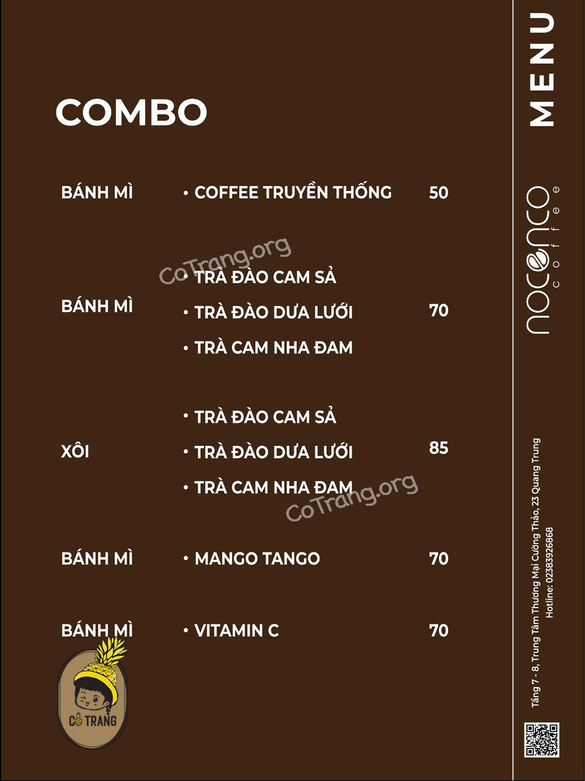 Menu Thực đơn và góc checkin tại Nocenco Cafe Vinh