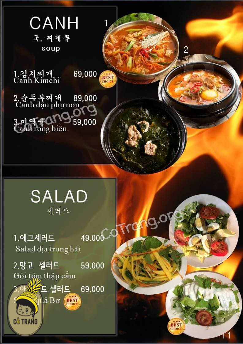 Menu Thực đơn tại Quán 