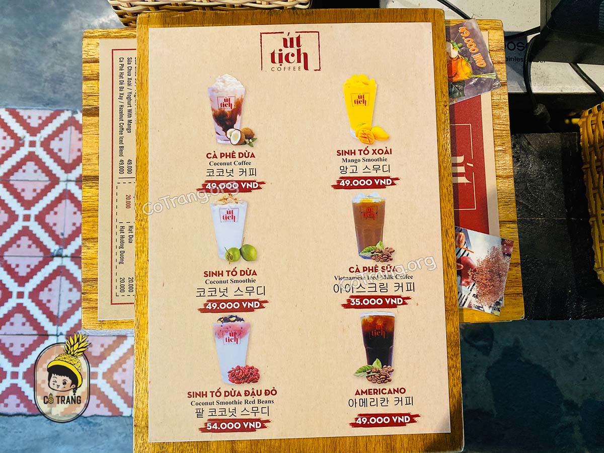 Menu Đồ uống tại Út Tịch Cafe