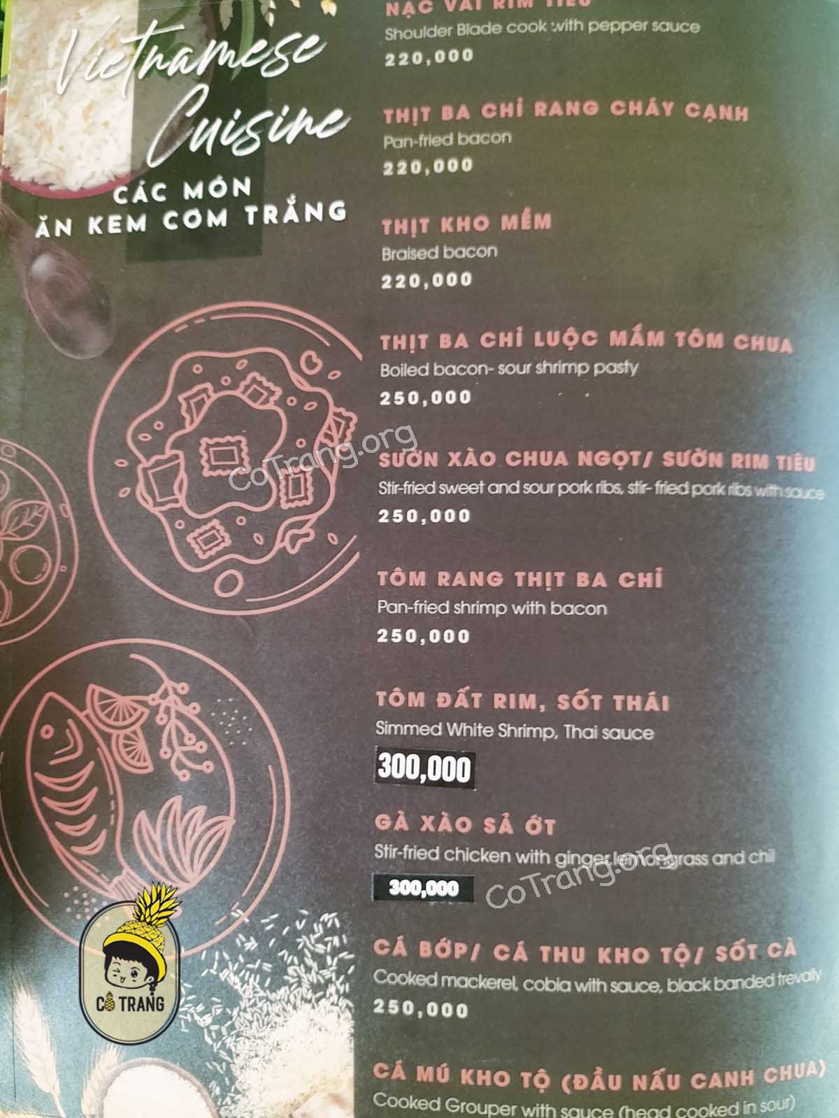 Menu Thực đơn tại Hiên Nhà Veranda Đà Nẵng