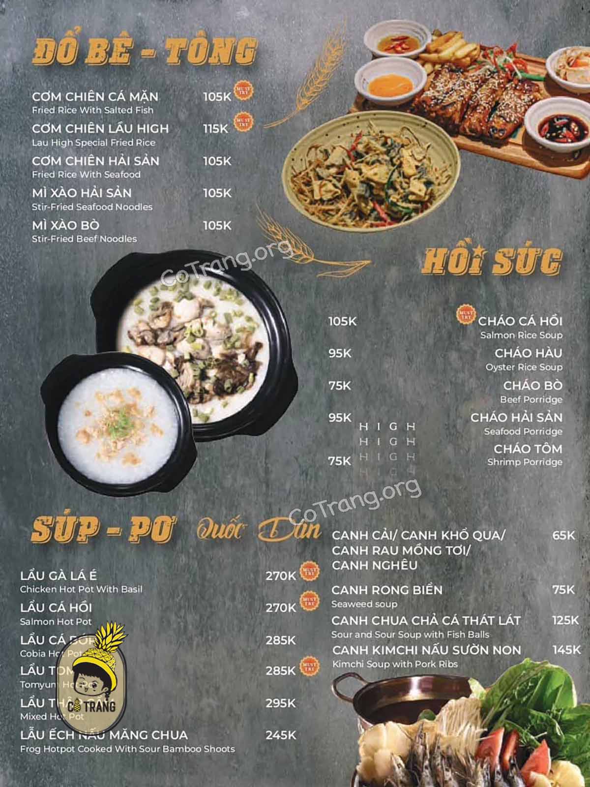 Menu Thực đơn tại Lầu High Food & Beer Đà Nẵng