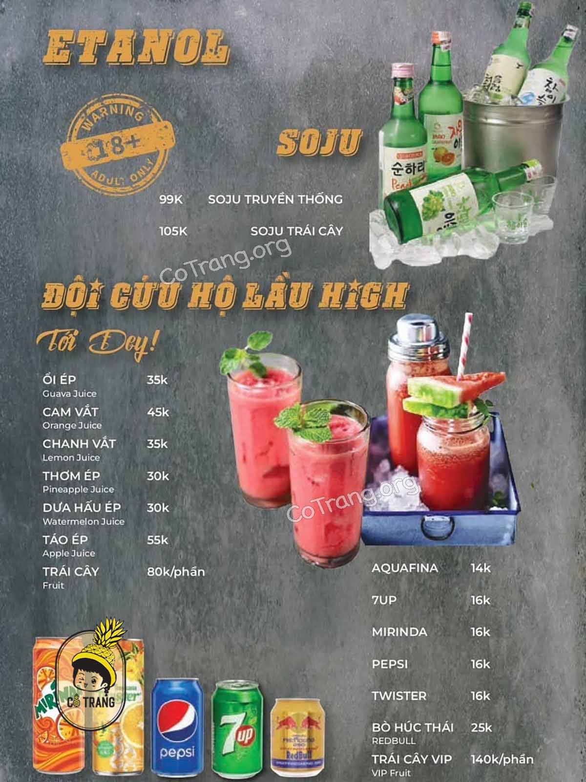 Menu Thực đơn tại Lầu High Food & Beer Đà Nẵng