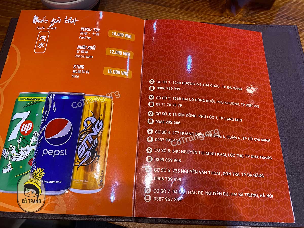 Menu Thực đơn và đồ ăn thực tế tại Mì KungFu Đà Nẵng