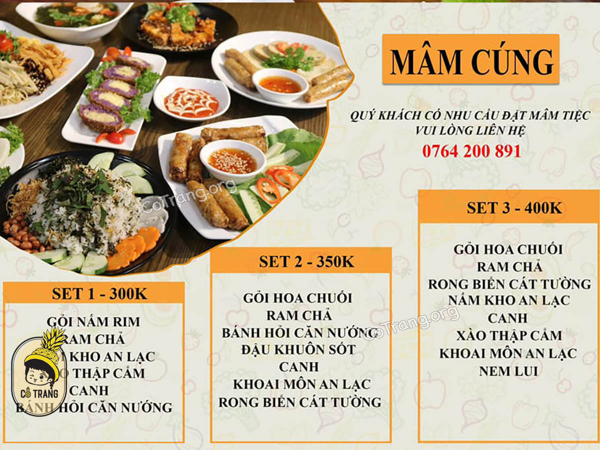 Menu Thực đơn tại An Lạc Tâm