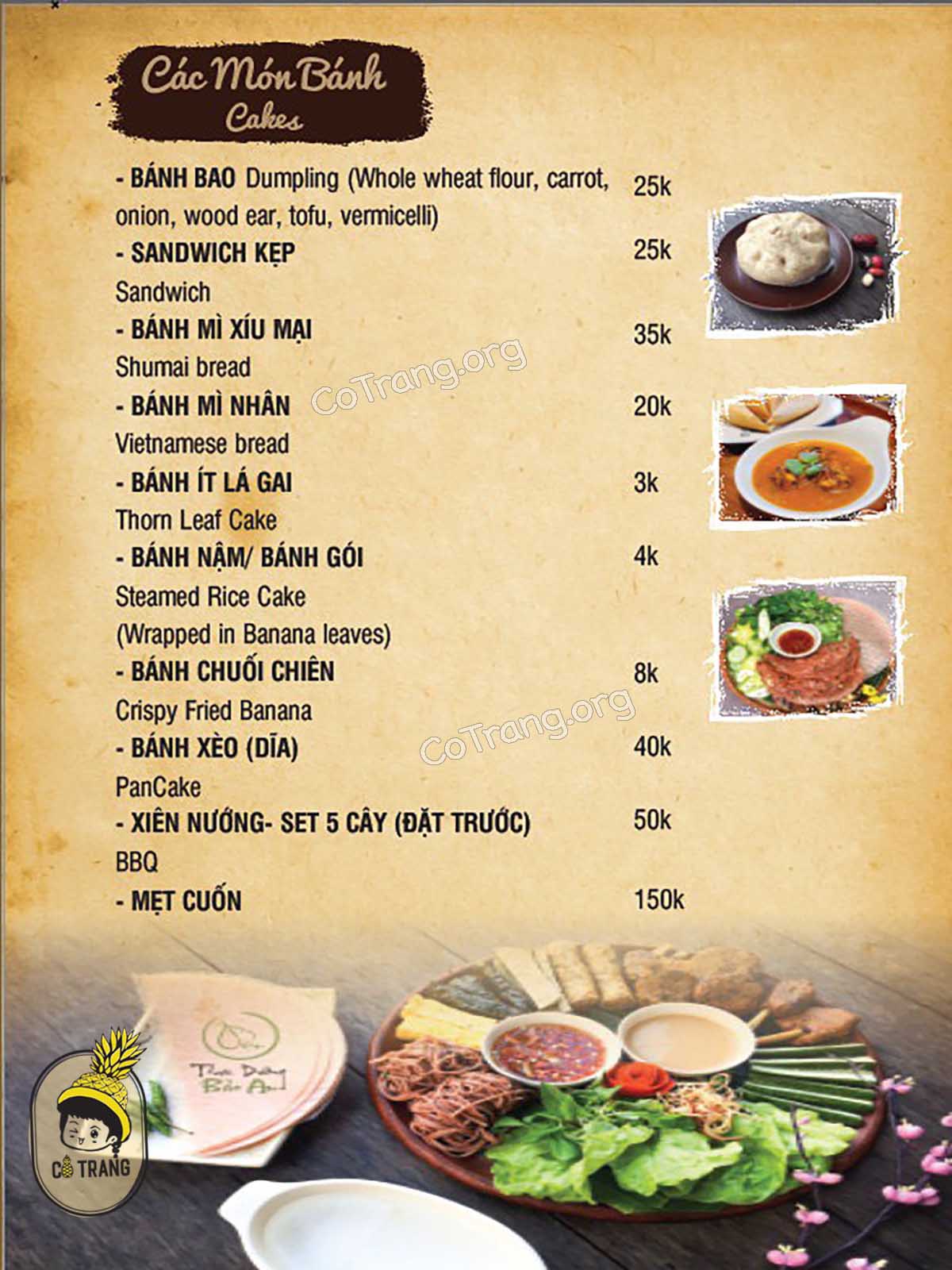 Menu Thực đơn tại Quán 