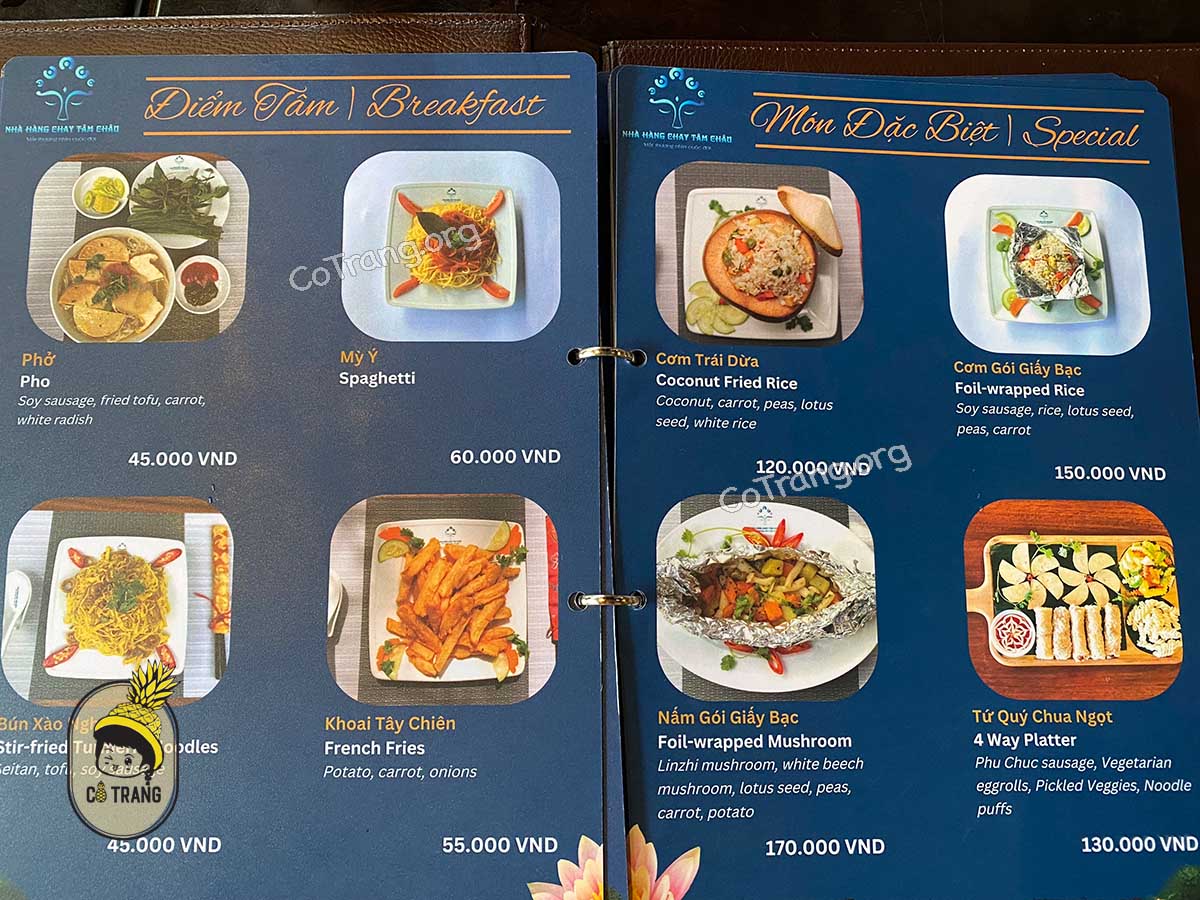 Menu Thực đơn tại Quán 