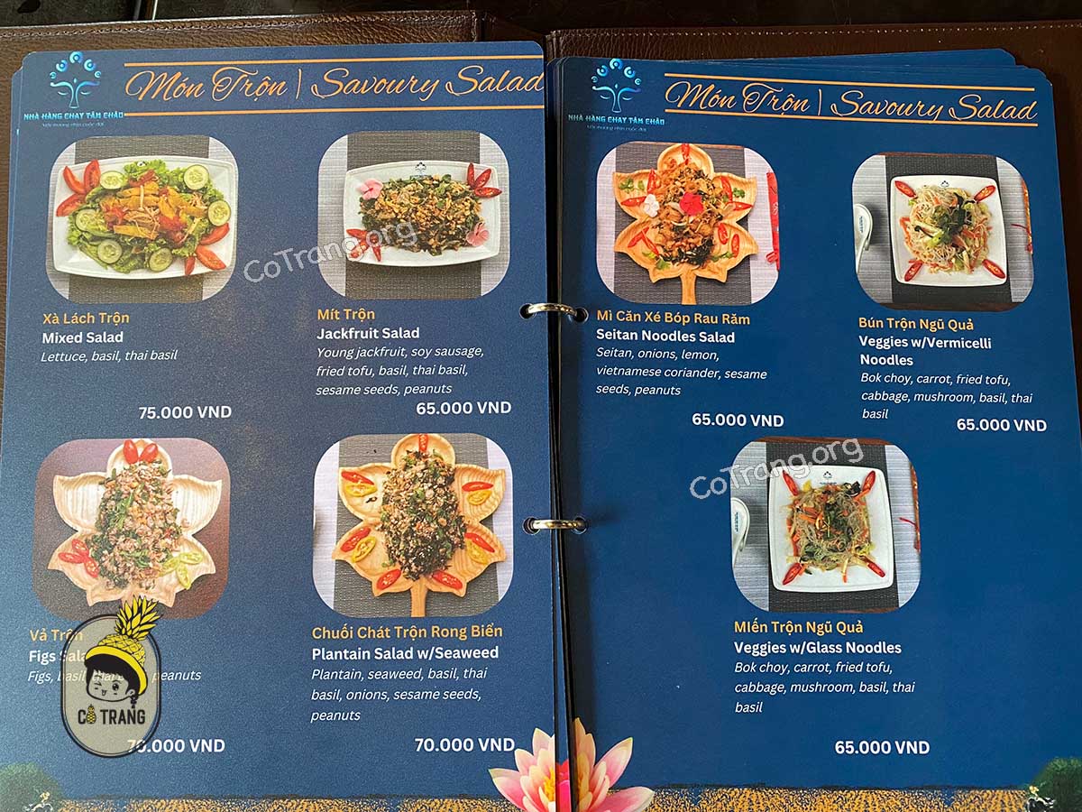 Menu Thực đơn tại Quán 