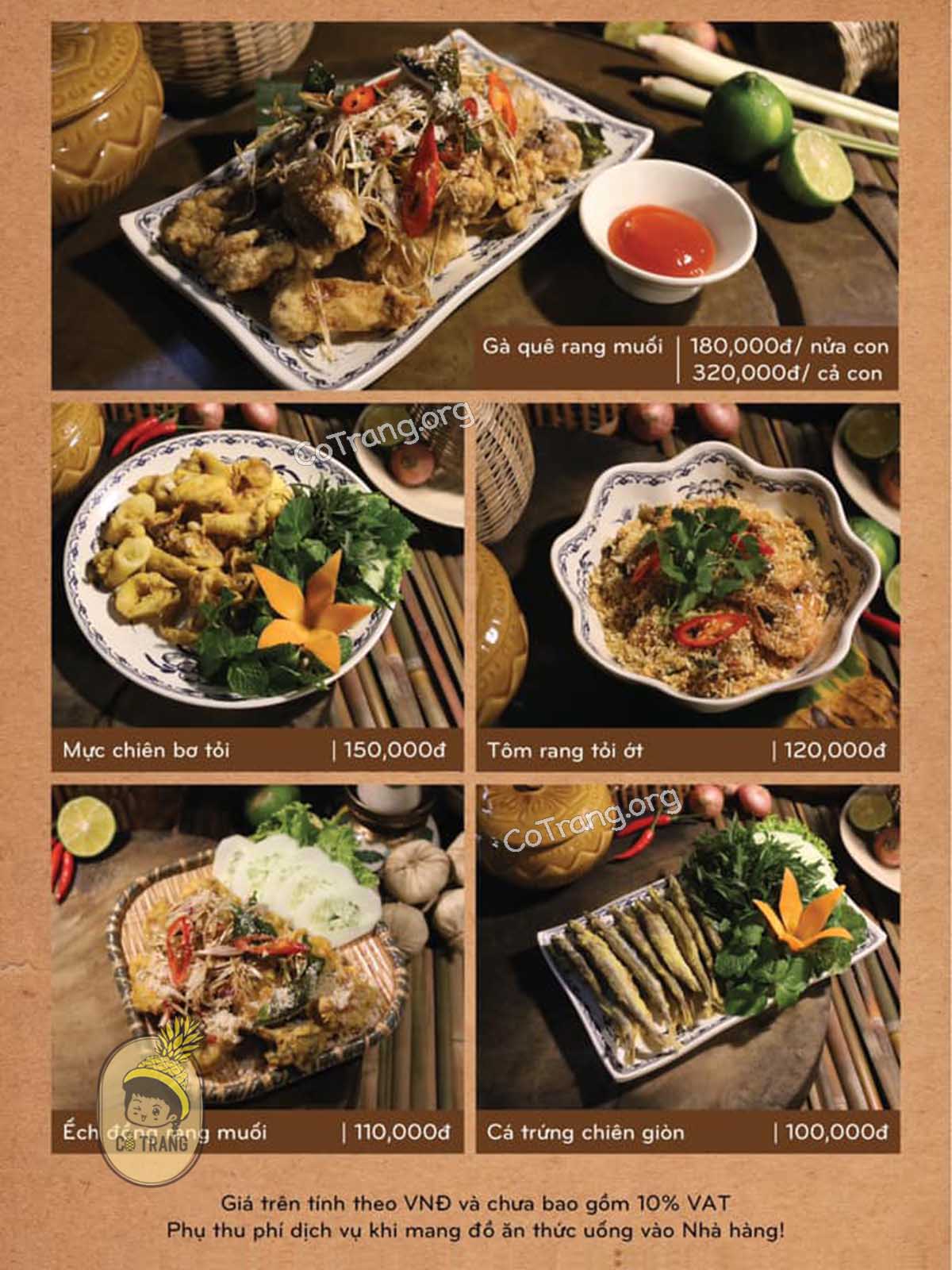 Menu món ăn tại Cáo Restaurant, Vinh