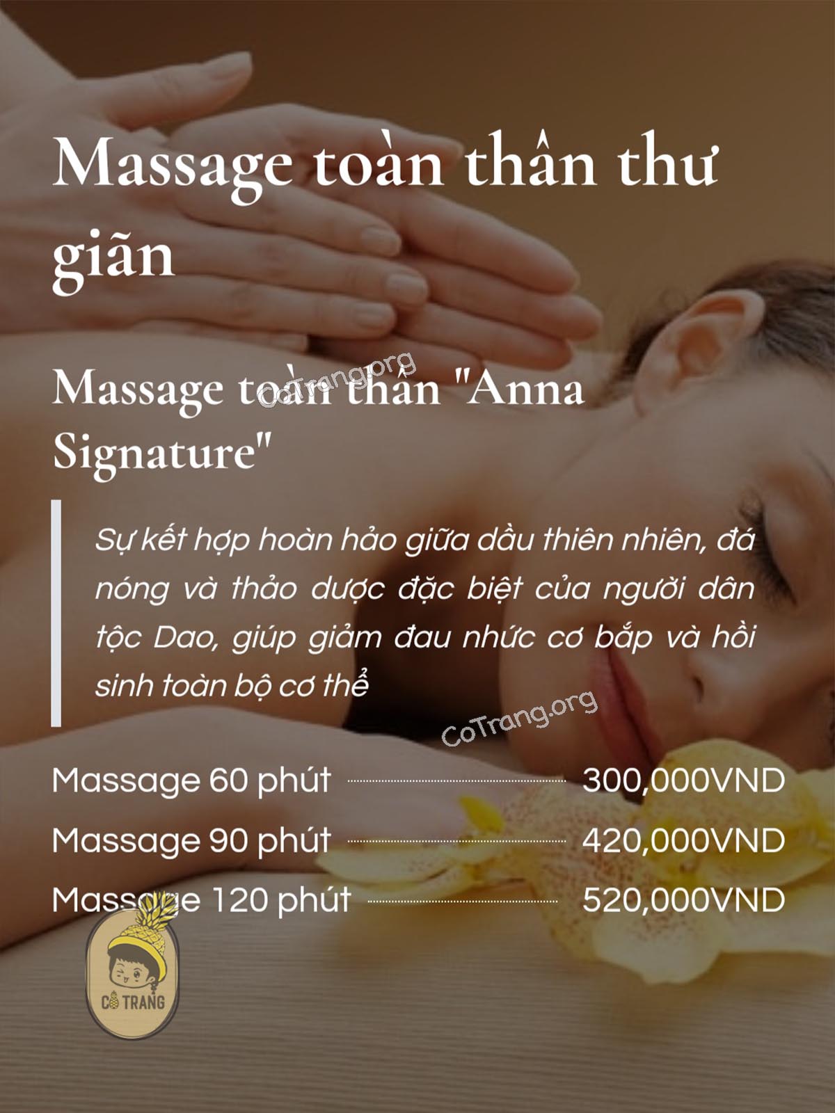 Bảng giá dịch vụ tại Luxury Anna Spa