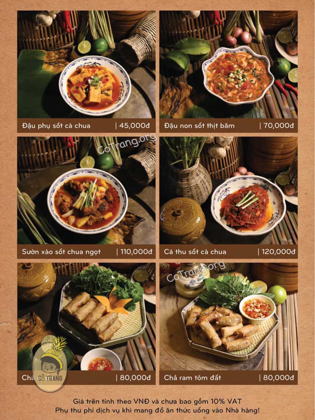 Menu món ăn tại Cáo Restaurant, Vinh