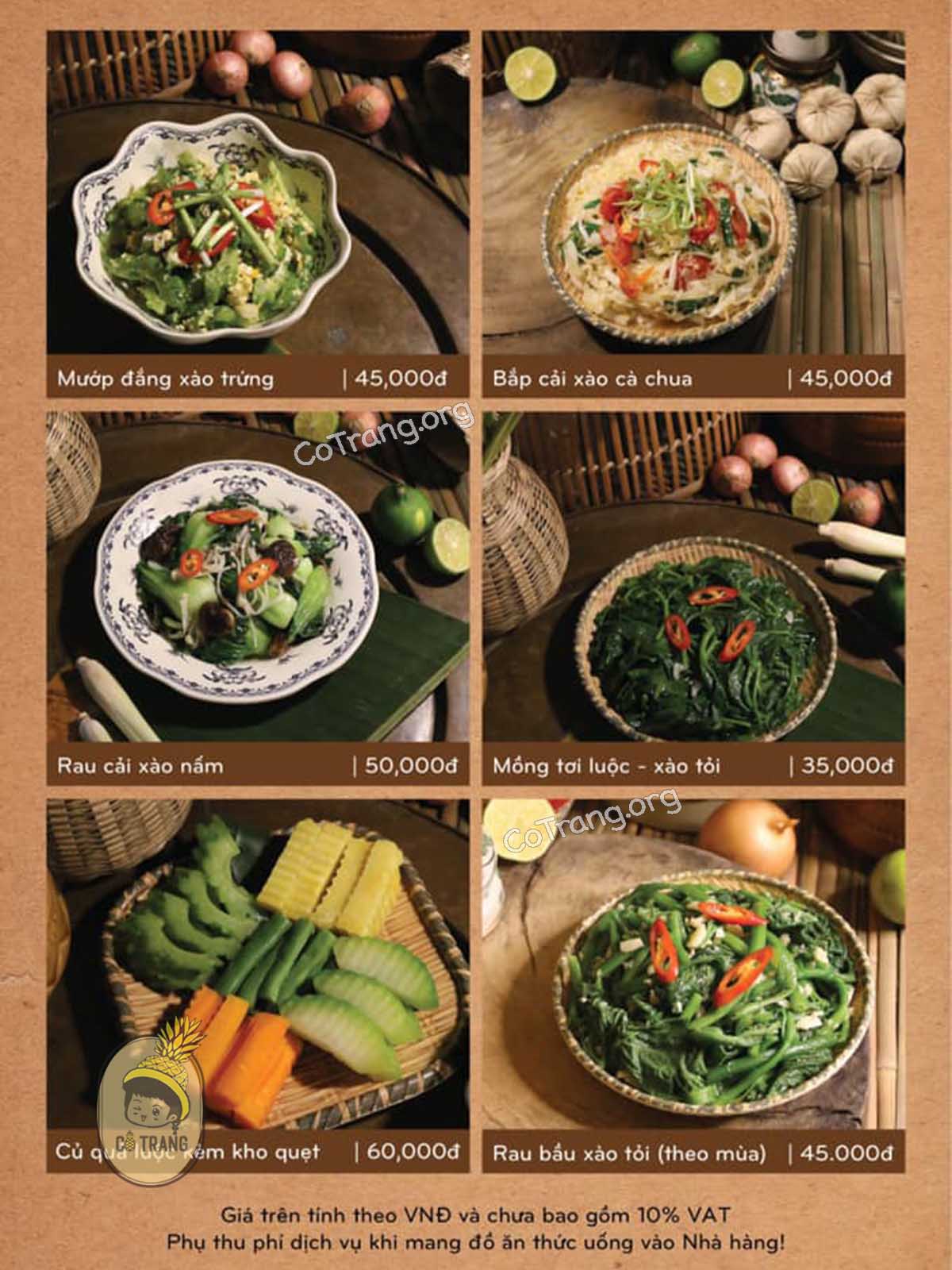 Menu món ăn tại Cáo Restaurant, Vinh