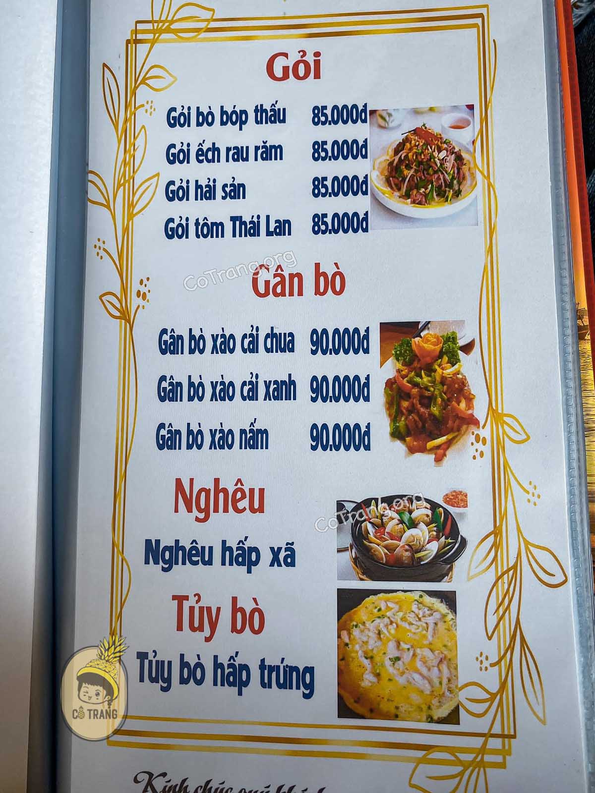 Menu món ăn tại Lẩu Gà Lá É Phú Yên 