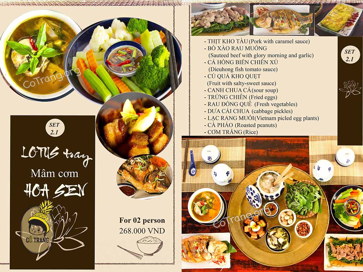 Menu thực đơn tại Cơm Nhà Linh Đà Nẵng