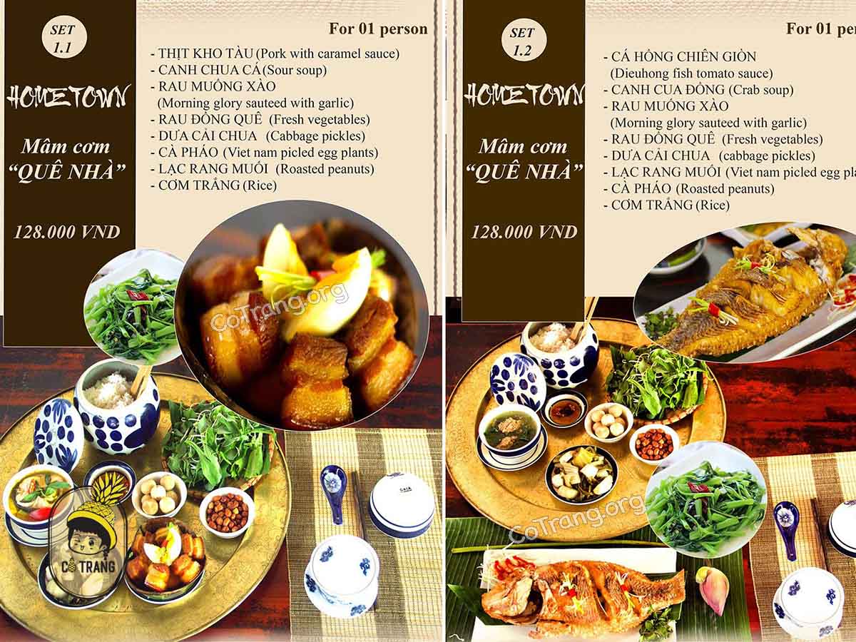 Menu thực đơn tại Cơm Nhà Linh Đà Nẵng
