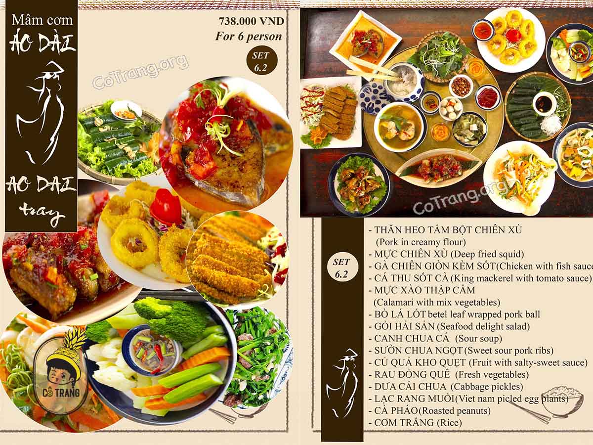 Menu thực đơn tại Cơm Nhà Linh Đà Nẵng