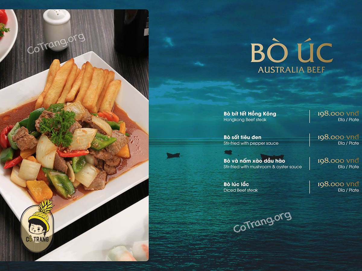 Menu thực đơn tại Nhà Hàng Hải Sản Phố Đà Nẵng