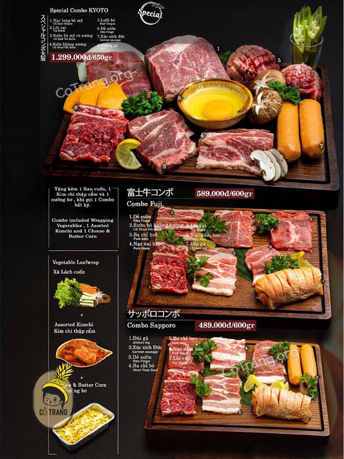 Menu thực đơn tại Kyoto Sushi Đà Nẵng