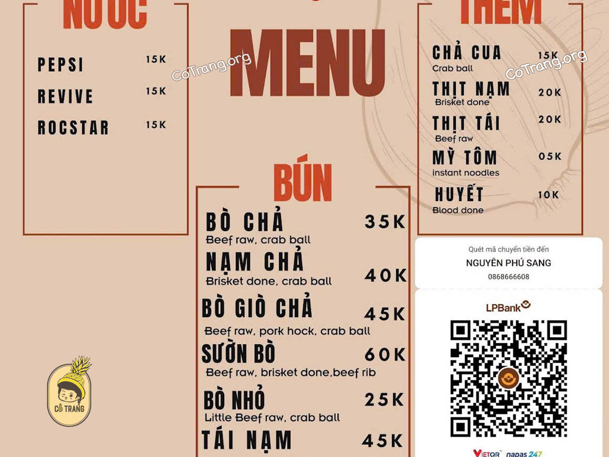 Menu Và Các Món Ăn Tại Bún CHẠM, Đồng Hới