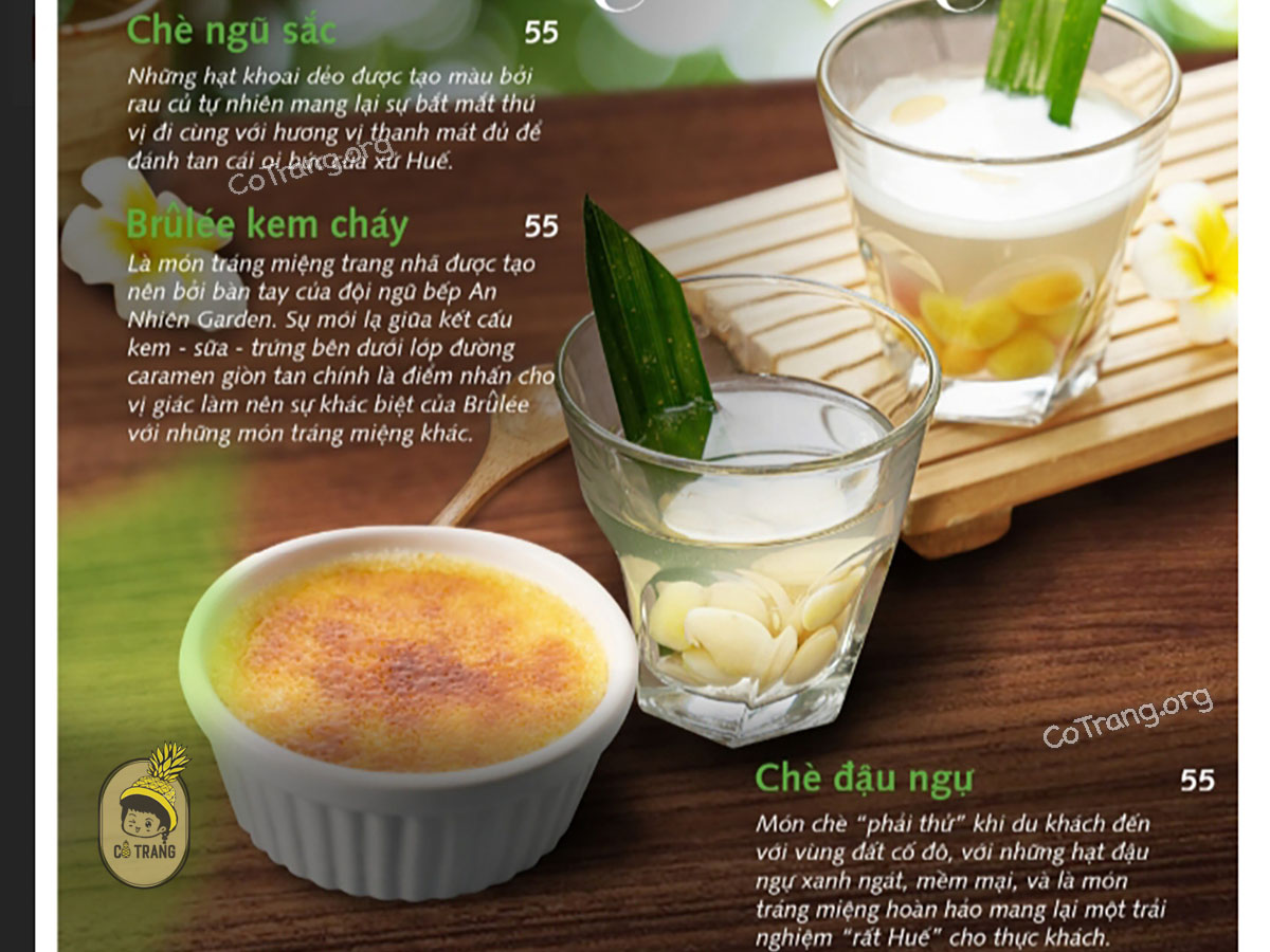 Menu các món ăn tại An Nhiên Garden Vegetarian Huế