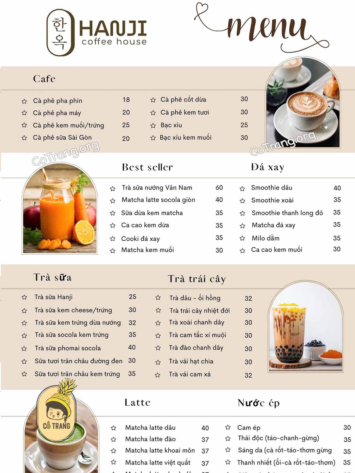 Menu Và Các Thức Uống Tại HANJI Coffee House - Quảng Ngãi