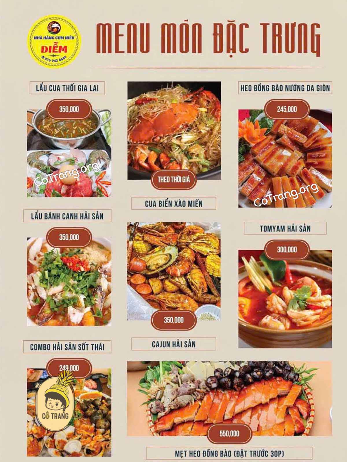 Menu Và Các Món Ăn Tại Nhà Hàng Cơm Niêu Diễm, Gia Lai
