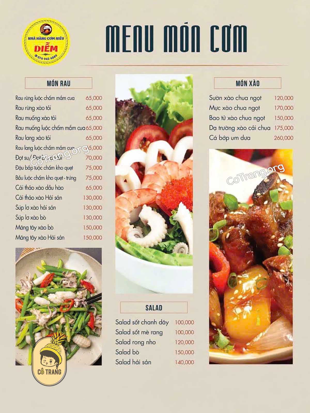 Menu Và Các Món Ăn Tại Nhà Hàng Cơm Niêu Diễm, Gia Lai