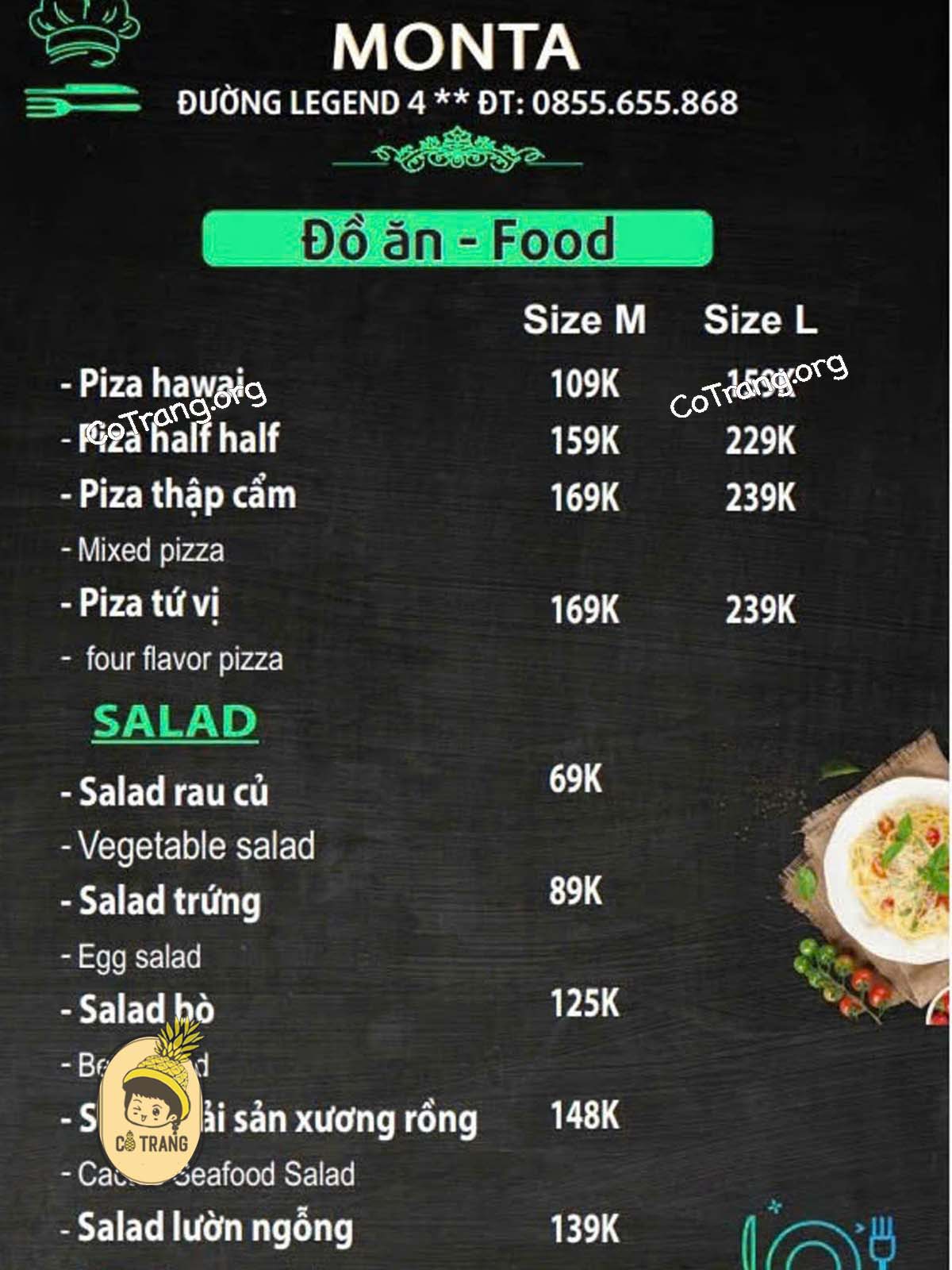 Các Món Ăn Tại Nhà Hàng Ý Monta, Đồng Hới