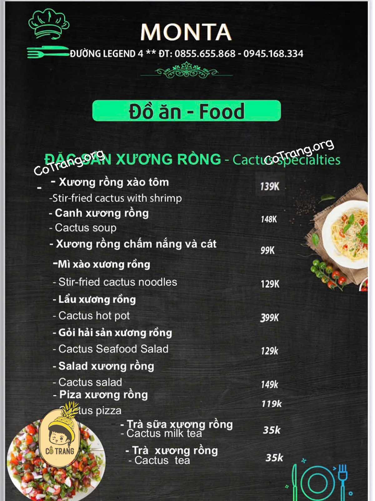 Các Món Ăn Tại Nhà Hàng Ý Monta, Đồng Hới