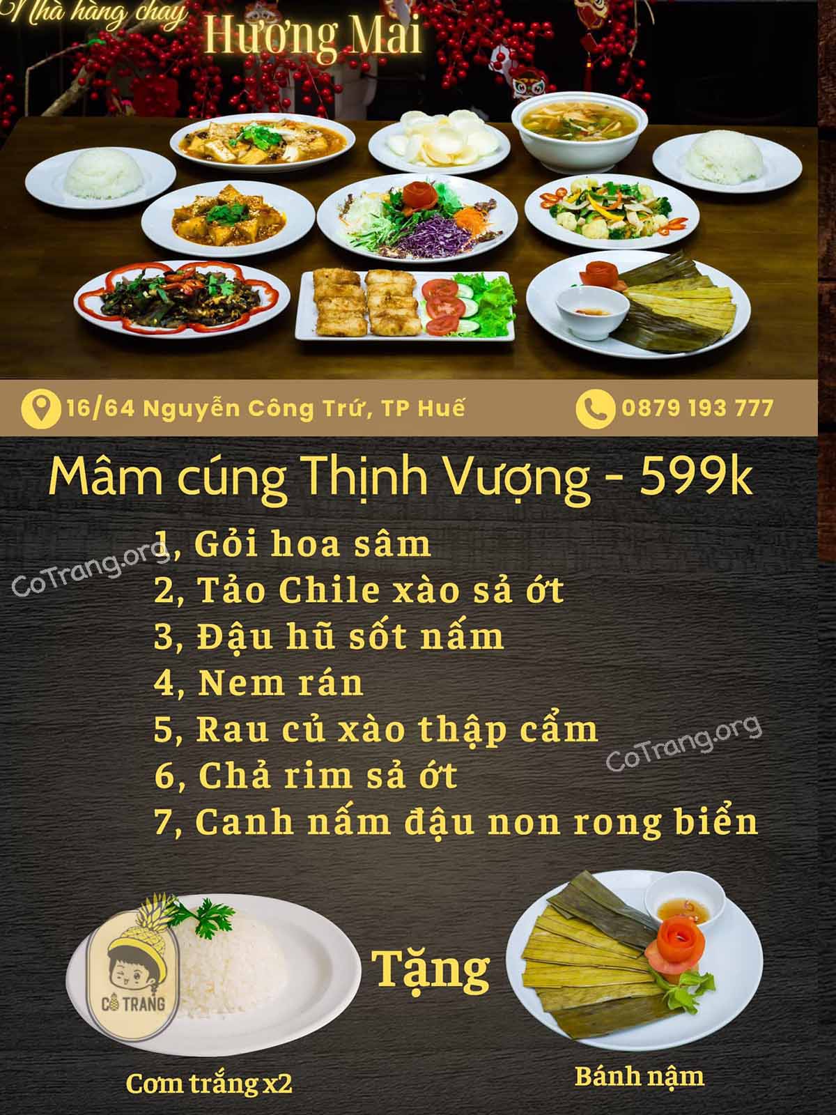 Menu tại Nhà Hàng Chay Hương Mai Huế