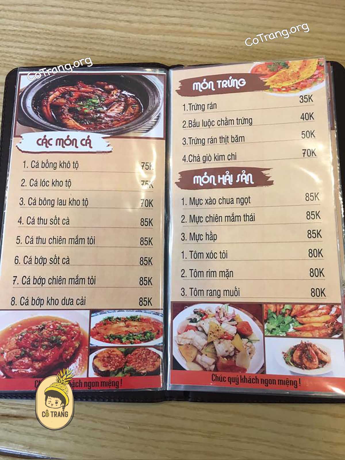Menu Tại Cơm Niêu Phố Hội, Hội An