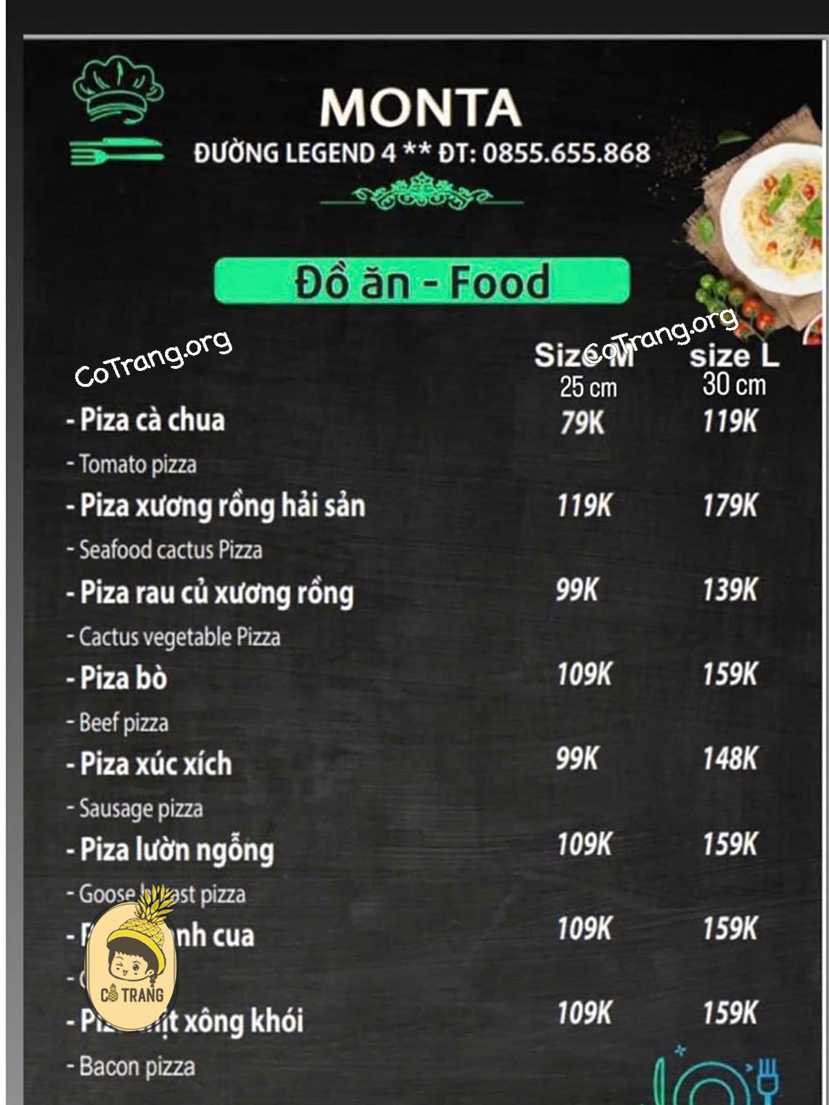 Các Món Ăn Tại Nhà Hàng Ý Monta, Đồng Hới