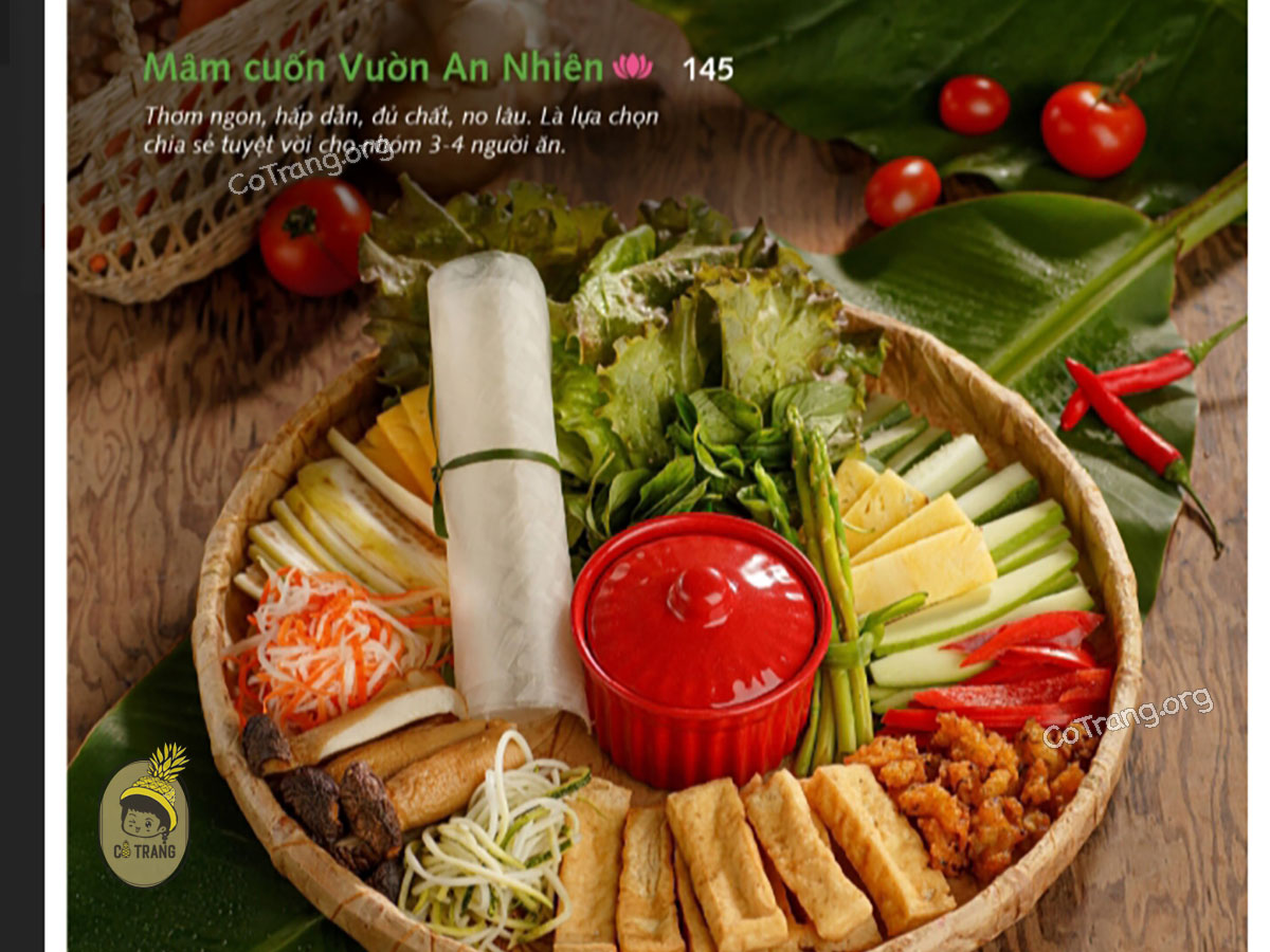 Menu các món ăn tại An Nhiên Garden Vegetarian Huế