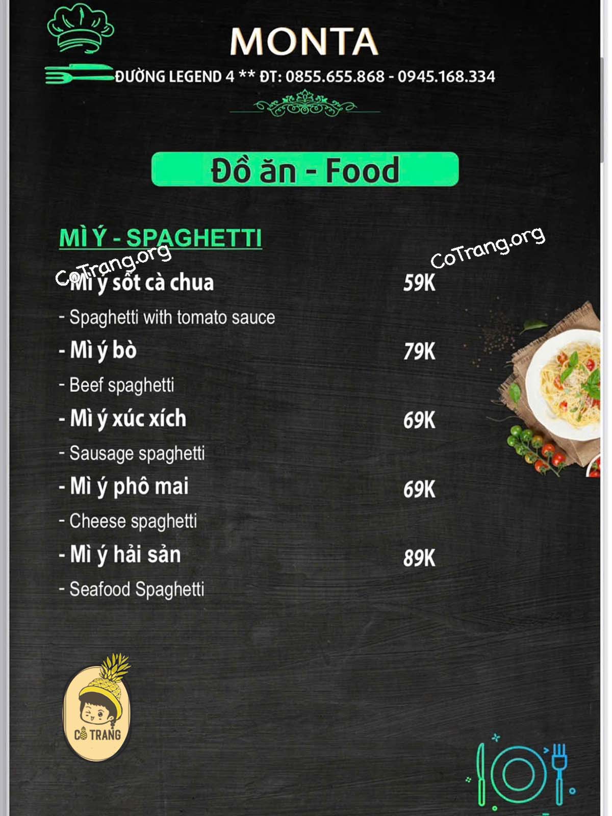 Các Món Ăn Tại Nhà Hàng Ý Monta, Đồng Hới
