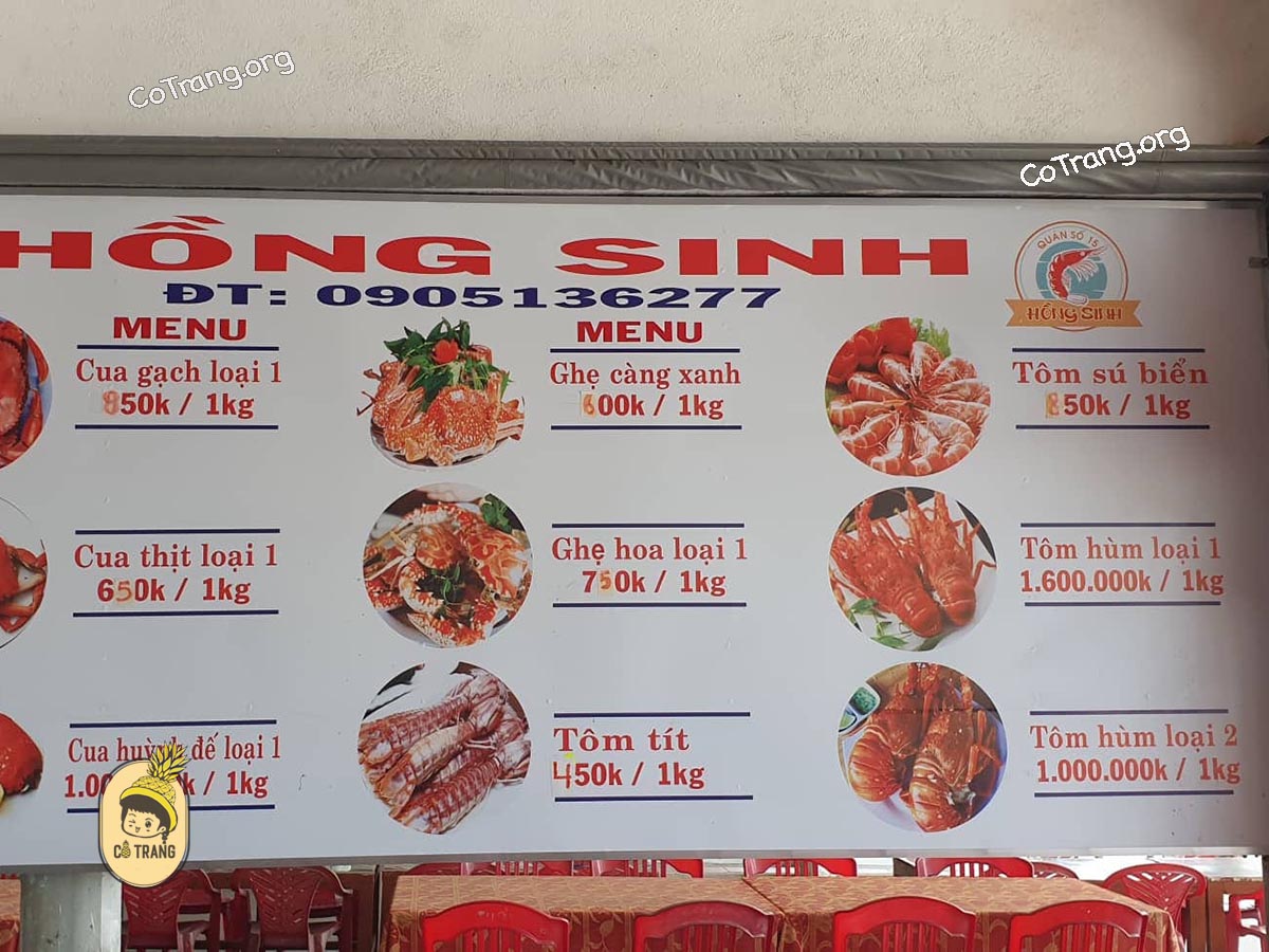 Menu Và Các Món Ăn Tại Hồng Sinh Quán - Quảng Ngãi