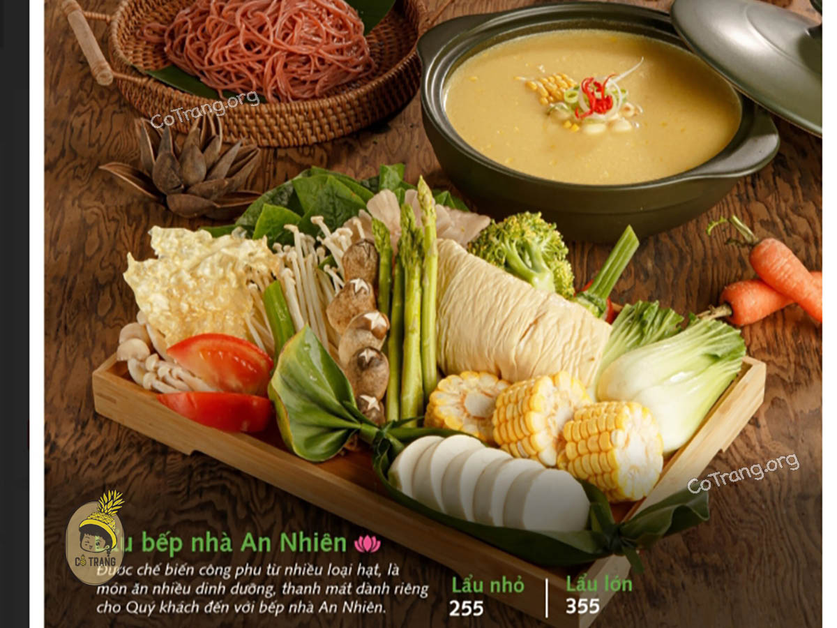 Menu các món ăn tại An Nhiên Garden Vegetarian Huế